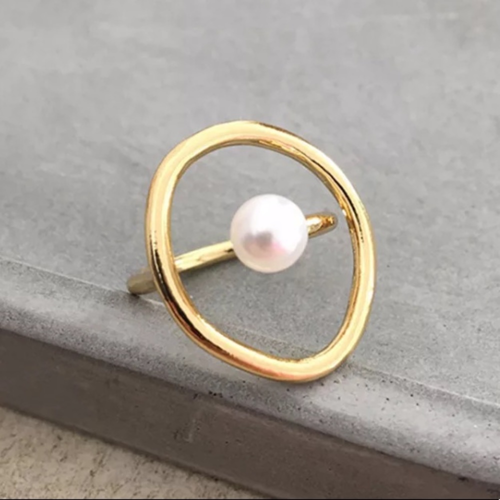 🤍Vintage pearl open gold plated ring - Picture 8 of 10